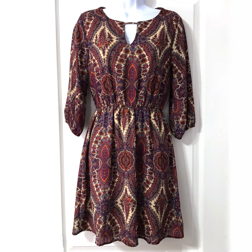 Everly Boho Dress Size Small Medallion Print